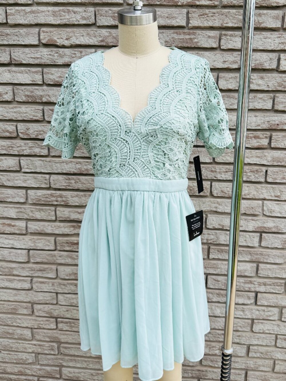 NWT Lulus Angel in Disguise Mint Green Lace Skater Dress Size Small